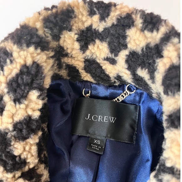 J.Crew Leopard Faux Fur Teddy Coat XS | Sherpa Jacket | Chic Winter Staple EUC - Picture 9 of 9